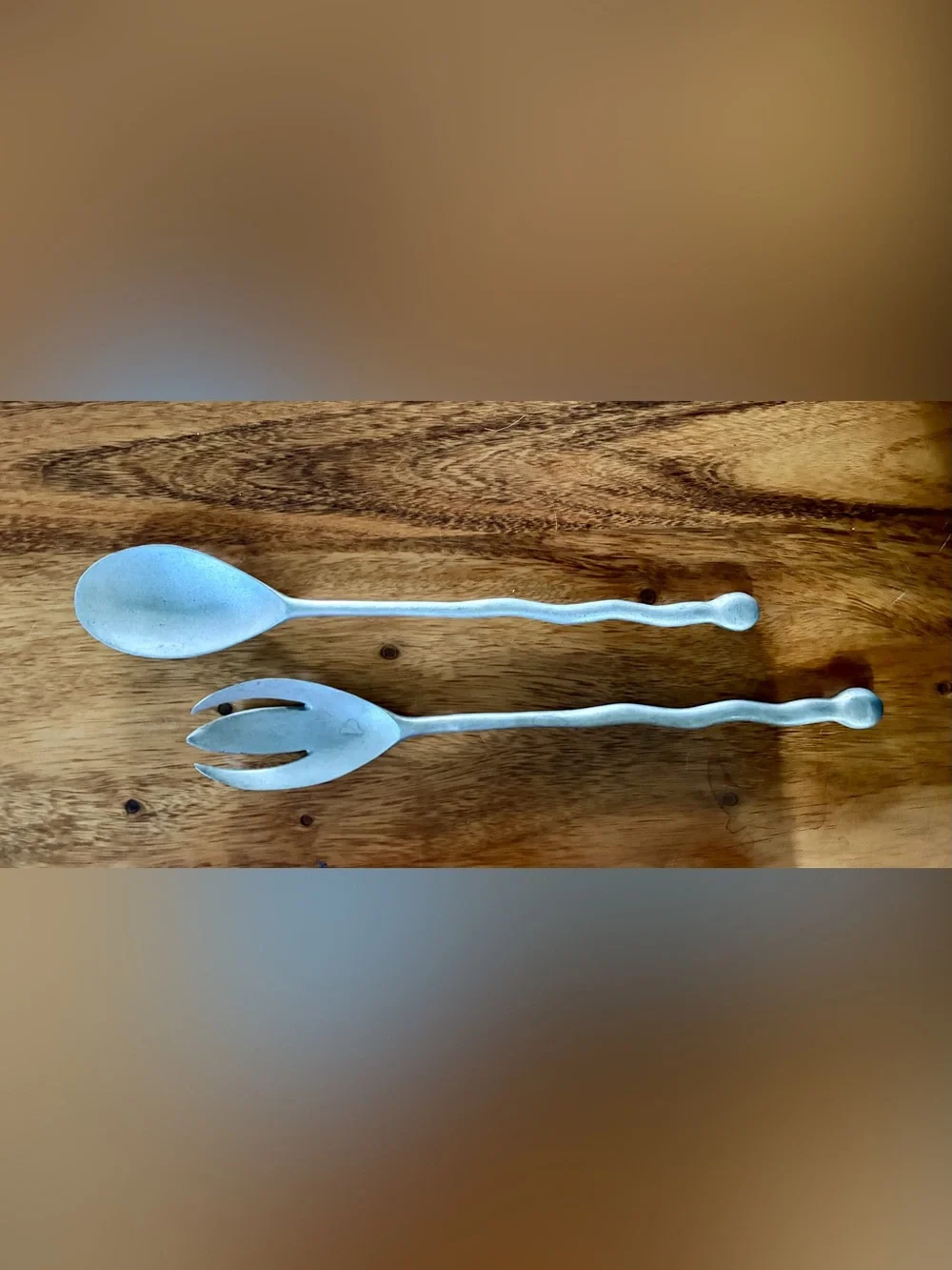 Pottery Barn 18” Hammered Metal Salad Servers, Set of 2